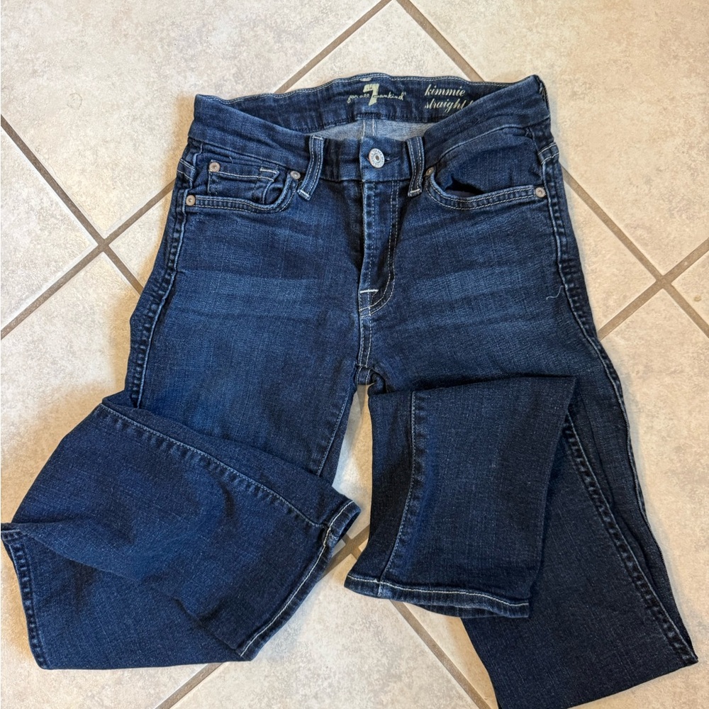 7 For All Mankind Women's Dark Blue Straight Leg Jeans